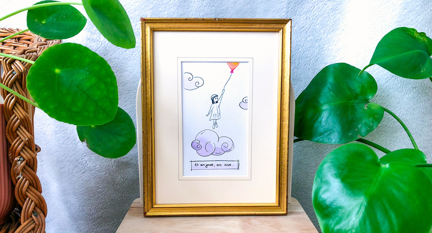 "Et un jour, on ose" - Œuvre unique à l'encre et aquarelle