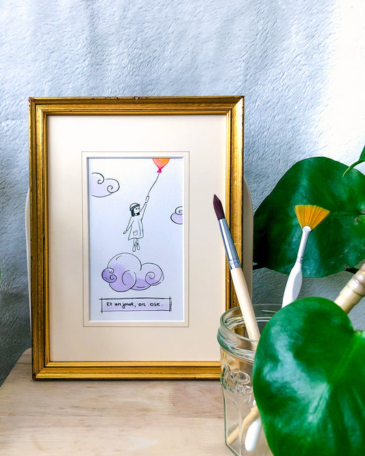 "Et un jour, on ose" - Œuvre unique à l'encre et aquarelle