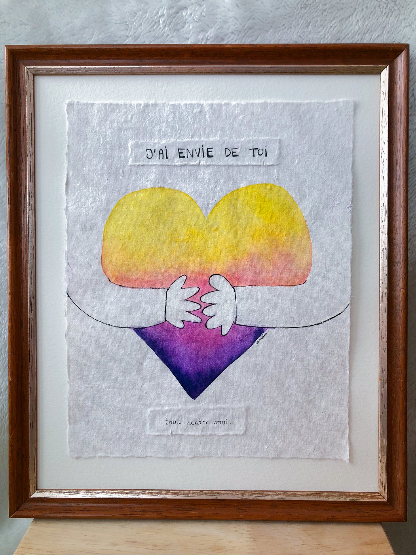 "Tout contre moi" - Œuvre unique à l'encre et aquarelle