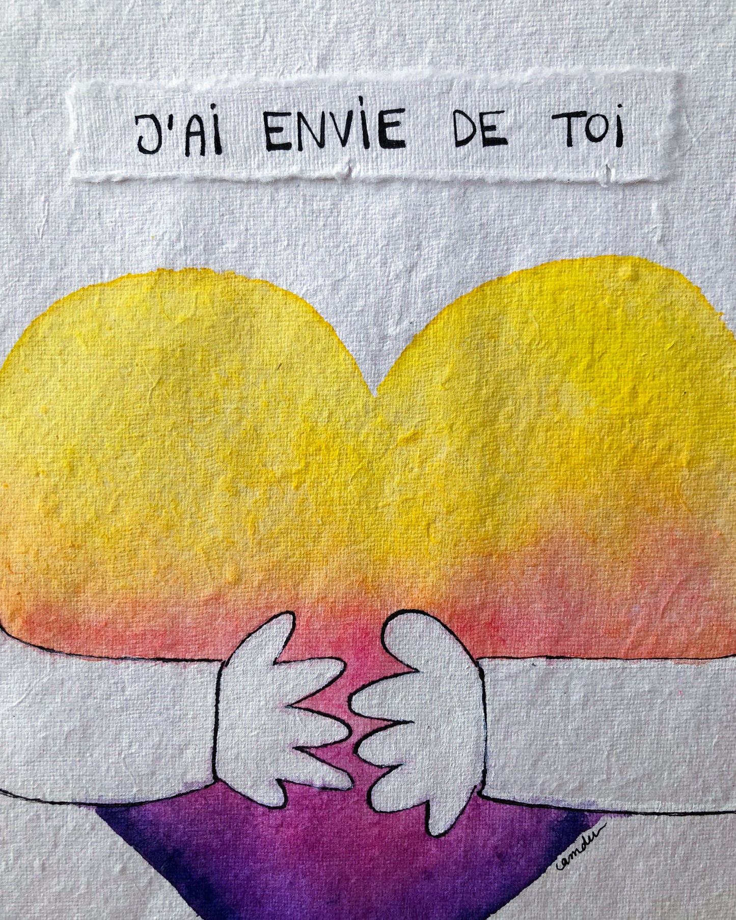 "Tout contre moi" - Œuvre unique à l'encre et aquarelle