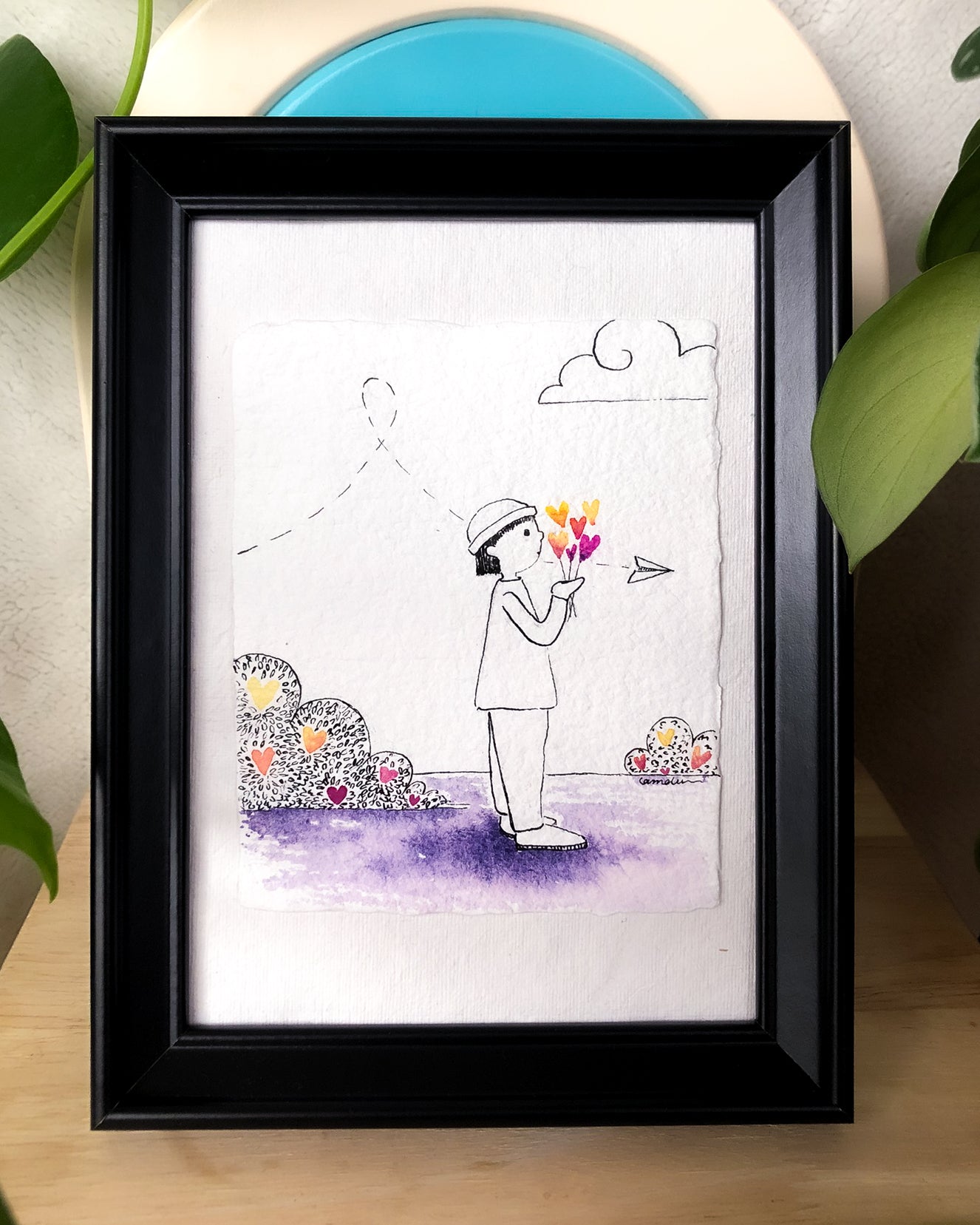 "Le bouquet" - Œuvre unique à l'encre et aquarelle