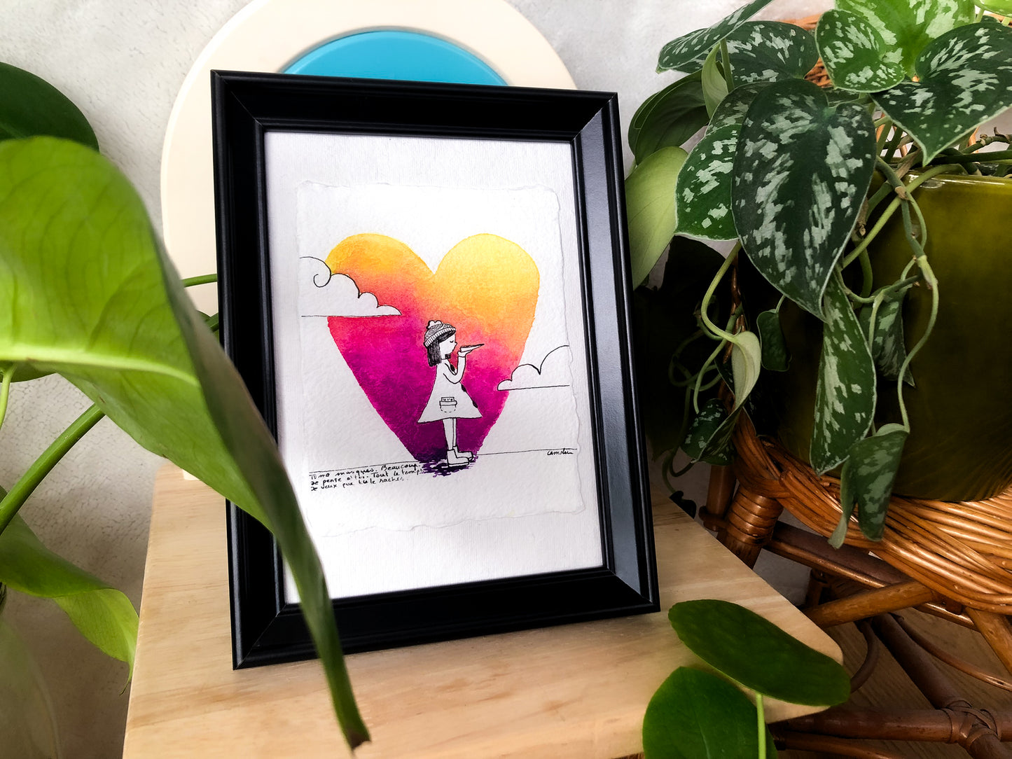 "Tu me manques" - Œuvre unique à l'encre et aquarelle