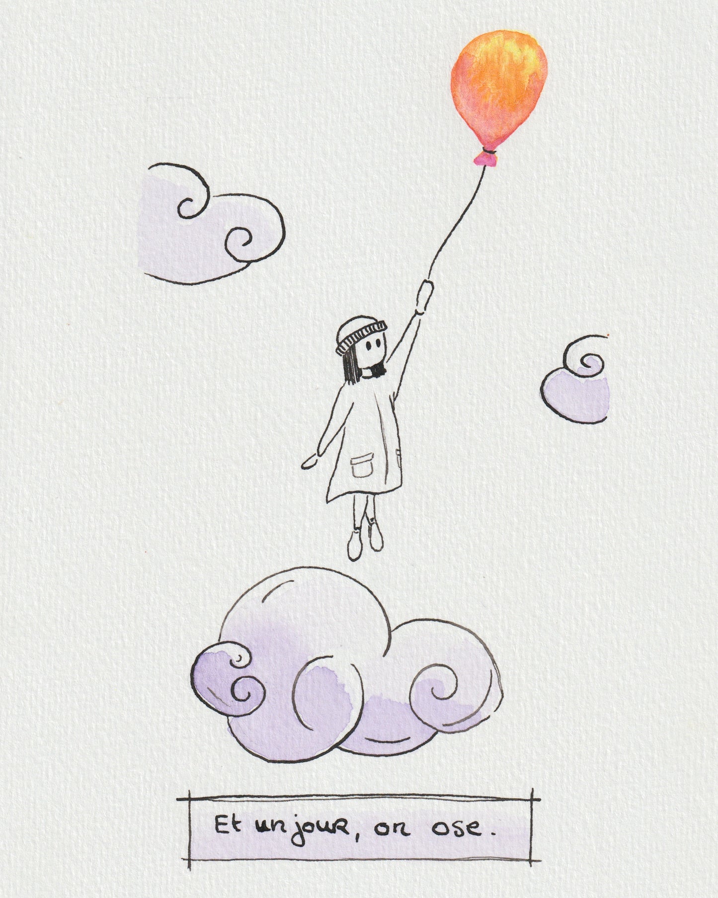 "Et un jour, on ose" - Œuvre unique à l'encre et aquarelle