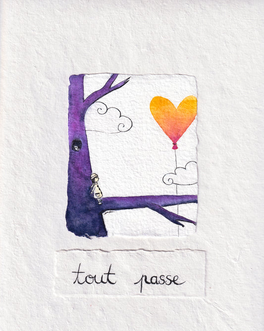 "Tout passe" - Œuvre unique à l'encre et aquarelle