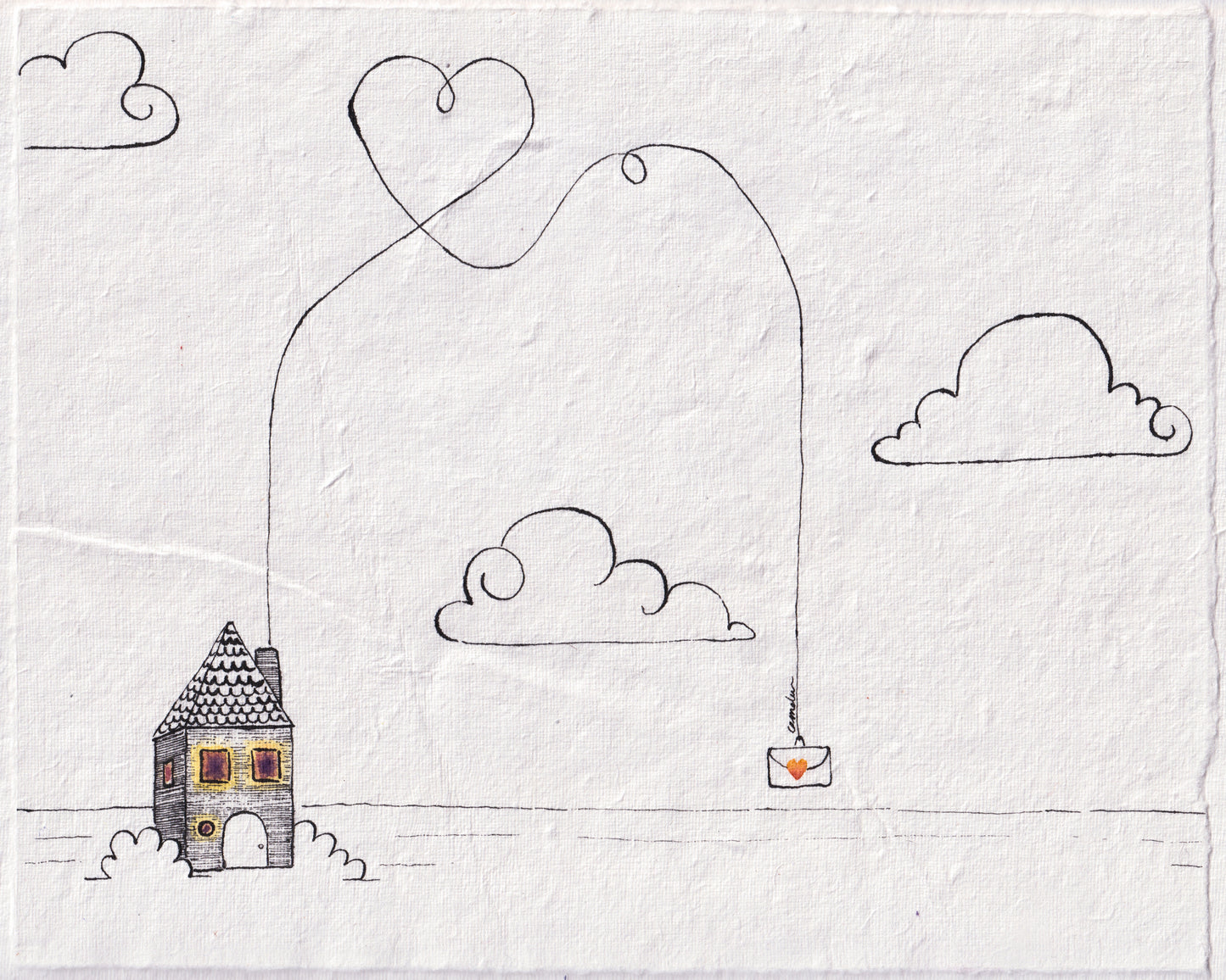 "La maison" - Œuvre unique à l'encre et aquarelle