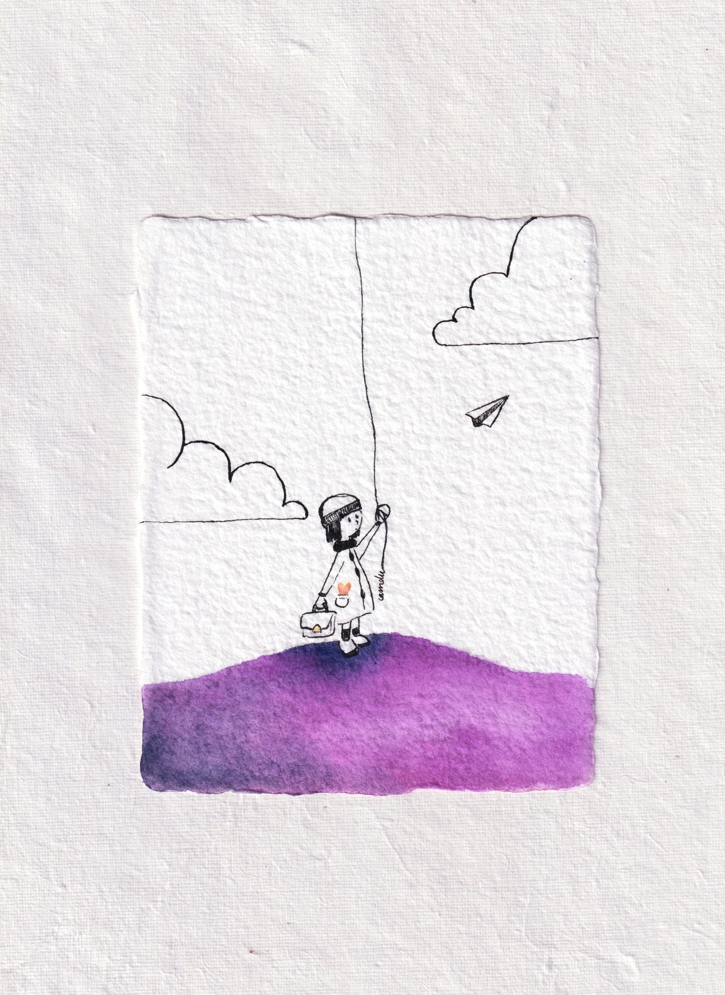 "La maison" - Œuvre unique à l'encre et aquarelle